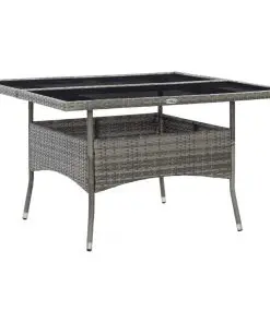 vidaXL 9 Piece Outdoor Dining Set Grey Poly Rattan and Glass