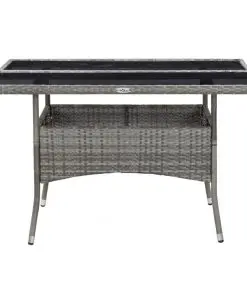 vidaXL 9 Piece Outdoor Dining Set Grey Poly Rattan and Glass