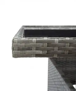 vidaXL 9 Piece Outdoor Dining Set Grey Poly Rattan and Glass