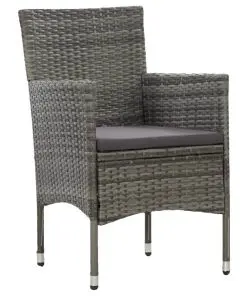 vidaXL 9 Piece Outdoor Dining Set Grey Poly Rattan and Glass