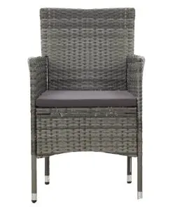vidaXL 9 Piece Outdoor Dining Set Grey Poly Rattan and Glass