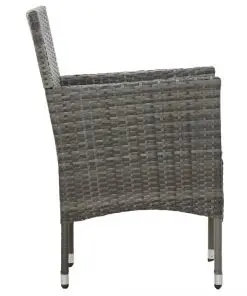 vidaXL 9 Piece Outdoor Dining Set Grey Poly Rattan and Glass