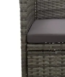 vidaXL 9 Piece Outdoor Dining Set Grey Poly Rattan and Glass