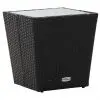 vidaXL Tea Table Black 41.5×41.5×43 cm Poly Rattan and Tempered Glass