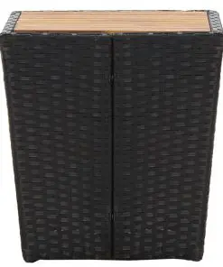 vidaXL Tea Table Black 41.5×41.5×43 cm Poly Rattan and Solid Acacia Wood