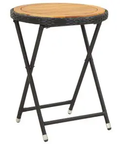 vidaXL 3 Piece Garden Bistro Set Poly Rattan and Solid Acacia Wood Black