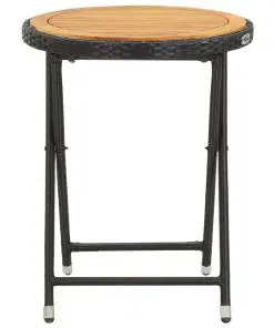 vidaXL 3 Piece Garden Bistro Set Poly Rattan and Solid Acacia Wood Black