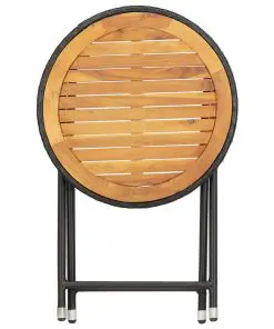 vidaXL 3 Piece Garden Bistro Set Poly Rattan and Solid Acacia Wood Black