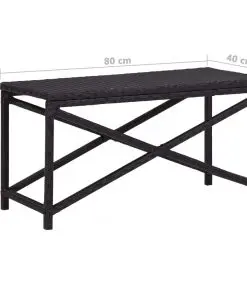 vidaXL Garden Bench 80 cm Poly Rattan Black