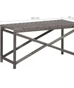 vidaXL Garden Bench 80 cm Poly Rattan Grey