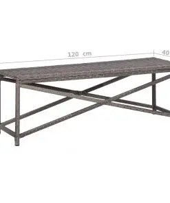 vidaXL Garden Bench 120 cm Poly Rattan Grey