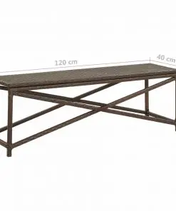 vidaXL Garden Bench 120 cm Poly Rattan Brown