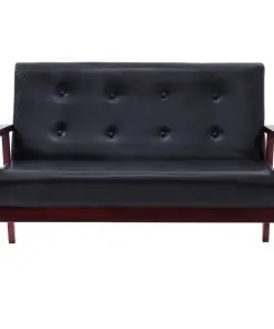 vidaXL Sofa Set 2 Piece Black Faux Leather