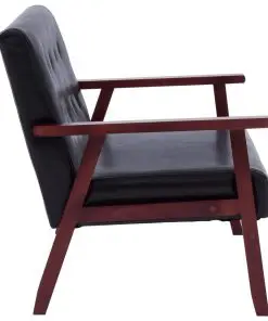 vidaXL Sofa Set 2 Piece Black Faux Leather