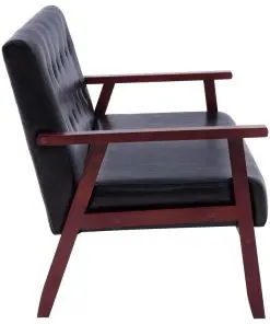 vidaXL Sofa Set 2 Piece Black Faux Leather