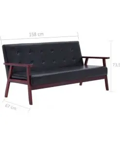 vidaXL Sofa Set 2 Piece Black Faux Leather