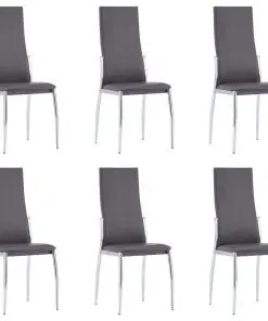 vidaXL Dining Chairs 6 pcs Grey Faux Leather