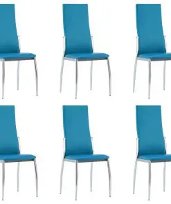 vidaXL Dining Chairs 6 pcs Blue Faux Leather