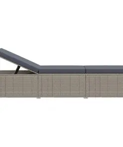 vidaXL Sun Lounger with Cushion Poly Rattan Grey
