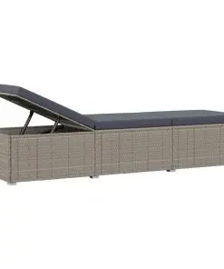 vidaXL Sun Lounger with Cushion Poly Rattan Grey