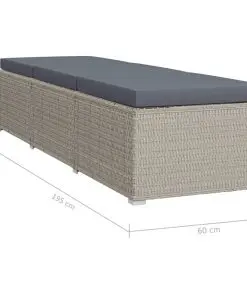 vidaXL Sun Lounger with Cushion Poly Rattan Grey