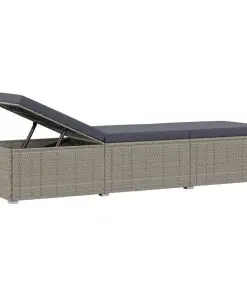 vidaXL 3 Piece Garden Sun Lounger Set Poly Rattan Grey