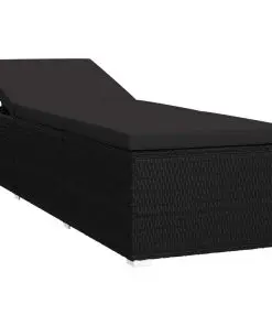 vidaXL 3 Piece Garden Sun Lounger Set Poly Rattan Black