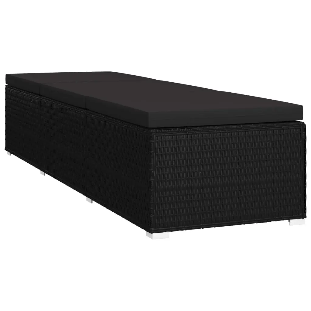vidaXL 3 Piece Garden Sun Lounger Set Poly Rattan Black