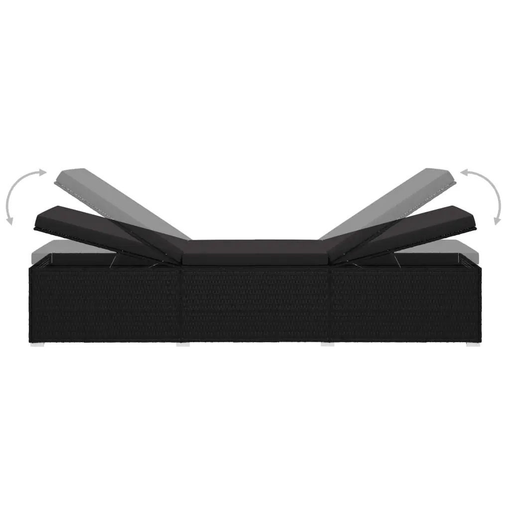 vidaXL 3 Piece Garden Sun Lounger Set Poly Rattan Black