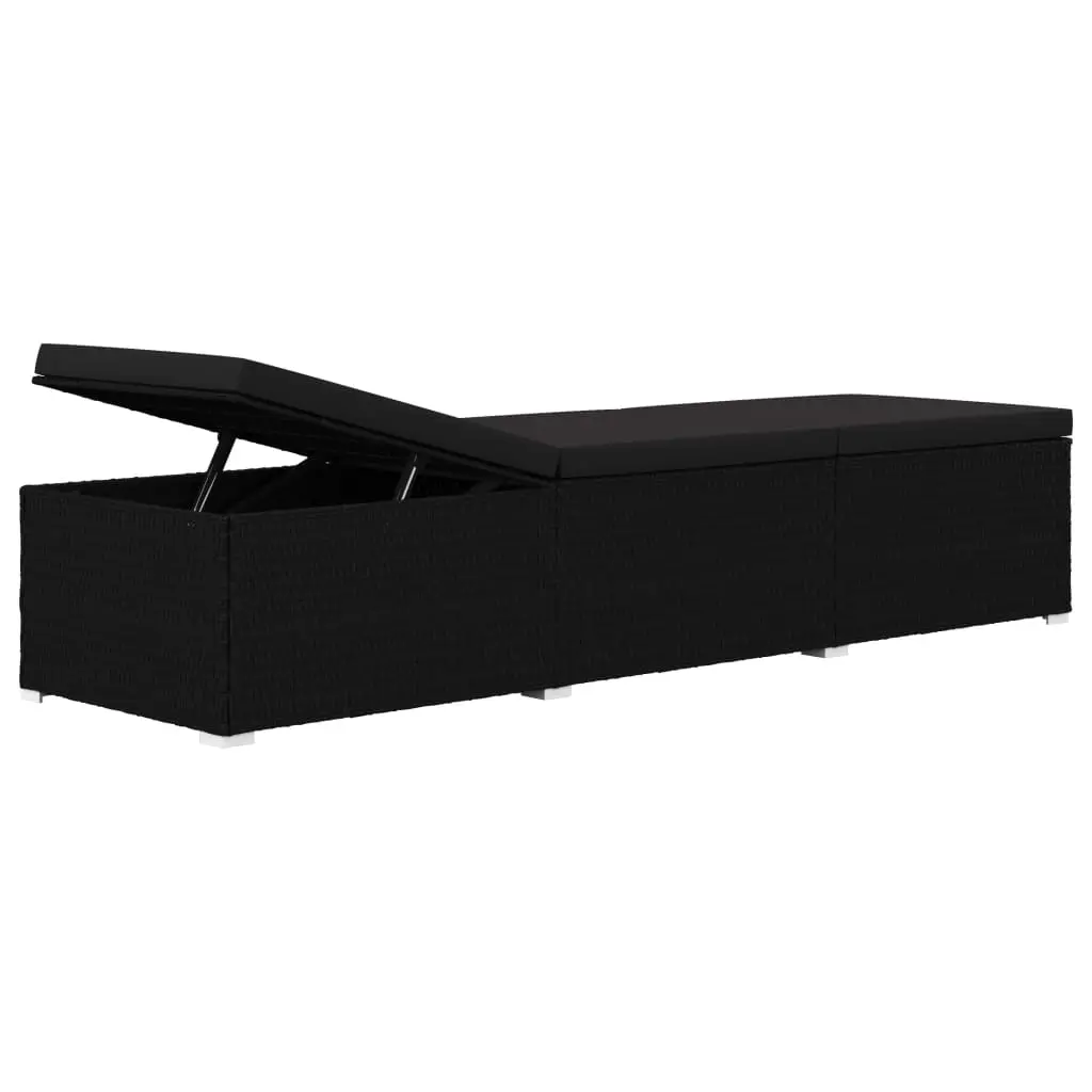 vidaXL 3 Piece Garden Sun Lounger Set Poly Rattan Black