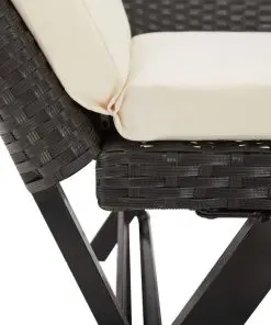 vidaXL Garden Bench with Cushions 176 cm Black Poly Rattan