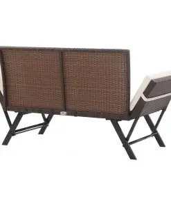 vidaXL Garden Bench with Cushions 176 cm Brown Poly Rattan