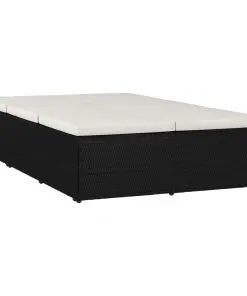 vidaXL Convertible Sun Bed with Cushion Poly Rattan Black