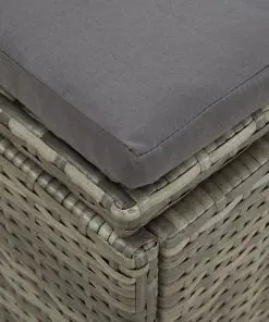 vidaXL Convertible Sun Bed with Cushion Poly Rattan Grey