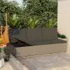vidaXL Convertible Sun Bed with Cushion Poly Rattan Grey