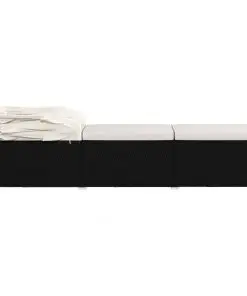 vidaXL Sun Lounger with Canopy and Cushion Poly Rattan Cream White