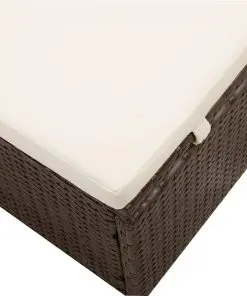vidaXL Sun Lounger with Canopy and Cushion Poly Rattan Brown