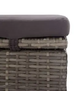 vidaXL Sun Lounger with Canopy and Cushion Poly Rattan Grey