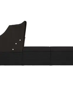 vidaXL Sun Lounger with Canopy and Cushion Poly Rattan Black