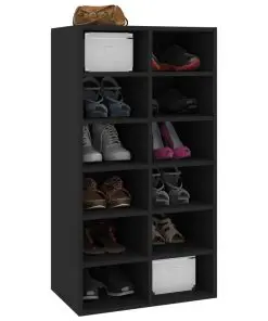 vidaXL Shoe Rack Black 54x34x100 cm Chipboard