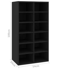 vidaXL Shoe Rack Black 54x34x100 cm Chipboard