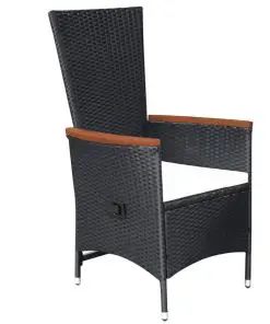 vidaXL Outdoor Chairs 2 pcs with Cushions Poly Rattan Black