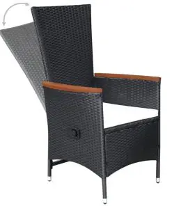 vidaXL Outdoor Chairs 2 pcs with Cushions Poly Rattan Black
