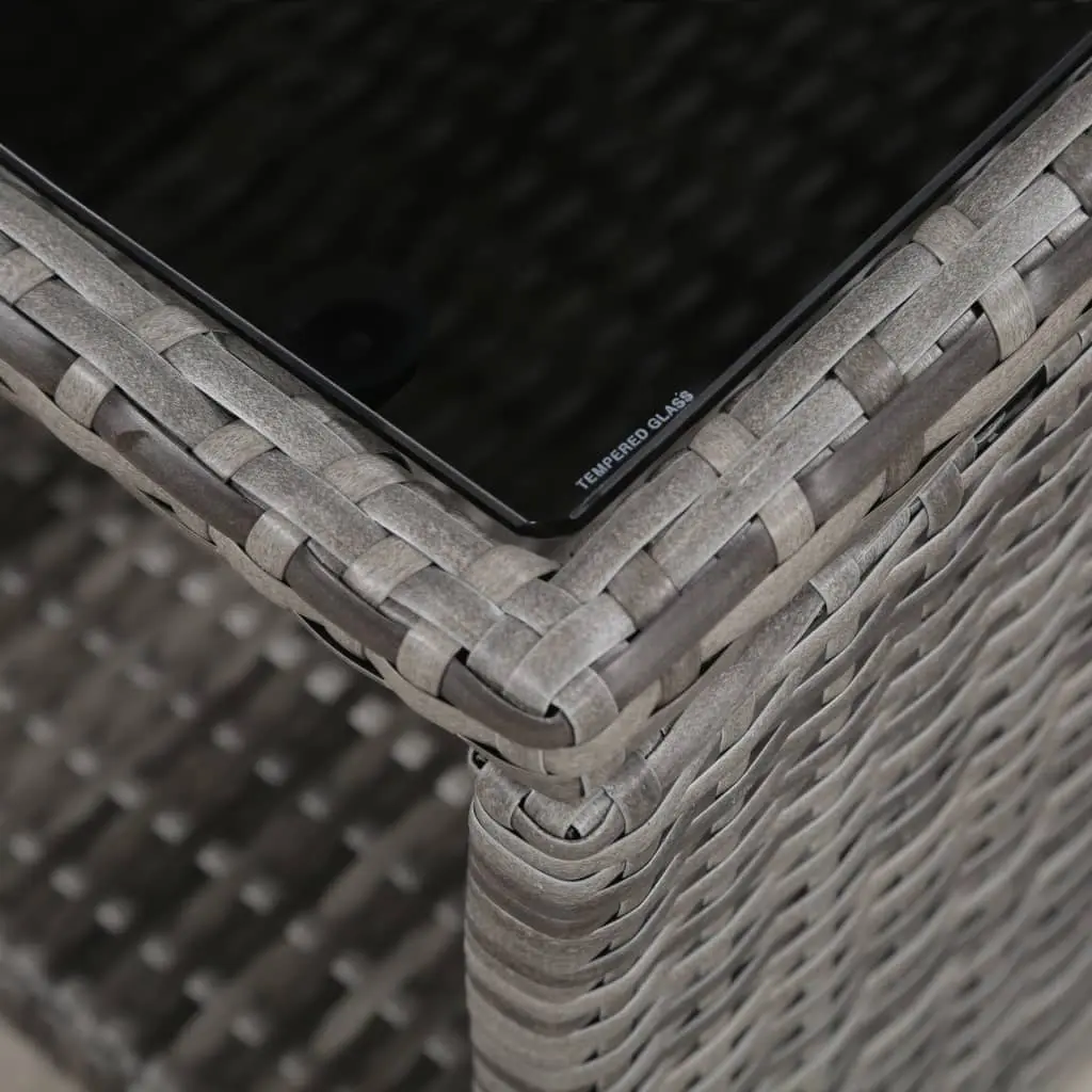 vidaXL 3 Piece Bistro Set with Cushions Poly Rattan Grey