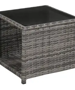 vidaXL 3 Piece Bistro Set with Cushions Poly Rattan Grey