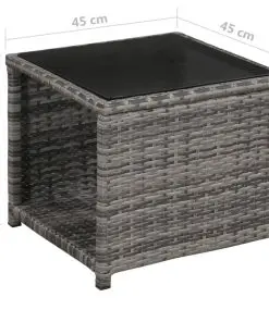 vidaXL 3 Piece Bistro Set with Cushions Poly Rattan Grey