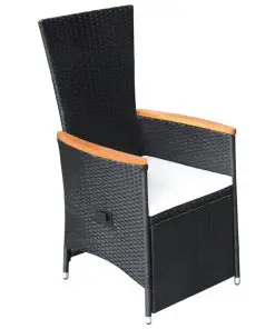 vidaXL Reclining Garden Chairs 2 pcs with Cushions Poly Rattan Black