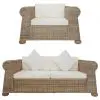 vidaXL 2 Piece Sofa Set with Cushions Natural Rattan vidaXL 2 Piece Sofa Set with Cushions Natural Rattan