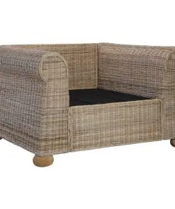 vidaXL 2 Piece Sofa Set with Cushions Natural Rattan