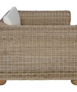 vidaXL 2 Piece Sofa Set with Cushions Natural Rattan